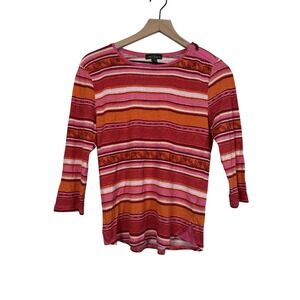 Lauren Ralph Lauren Women's Large 3/4 Sleeve Aztec Southwestern Print Henley Top